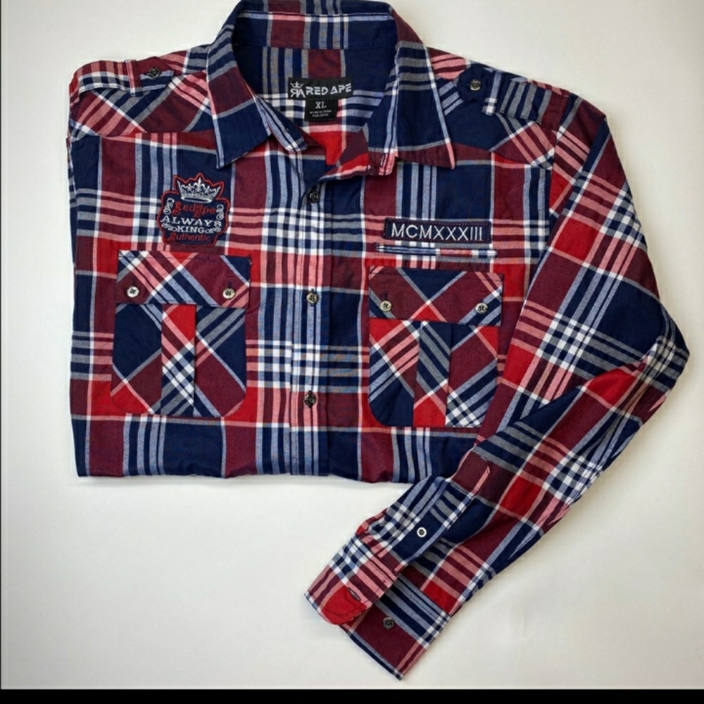 RED APE XL CASUAL BUTTON DOWN - Picture 3 of 7